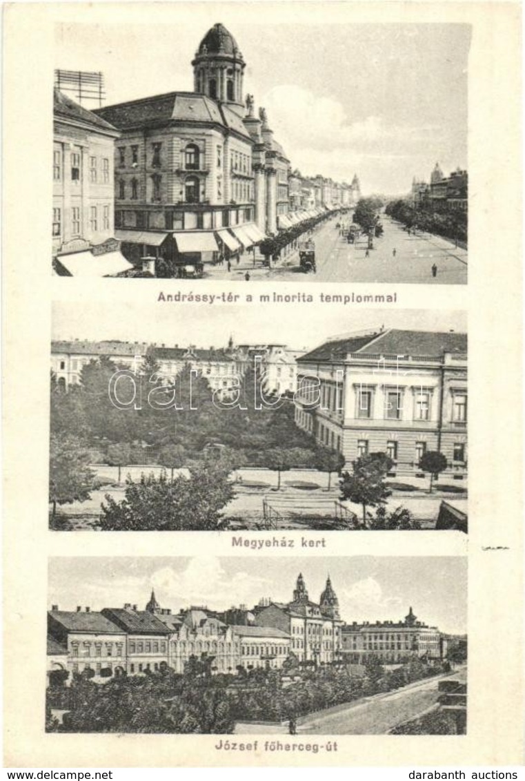 ** T3 Arad, Andrássy Tér, Minorita Templom, Megyeház Kert, József Főherceg út, Radó Gyula üzlete / Square, Church, Park, - Unclassified