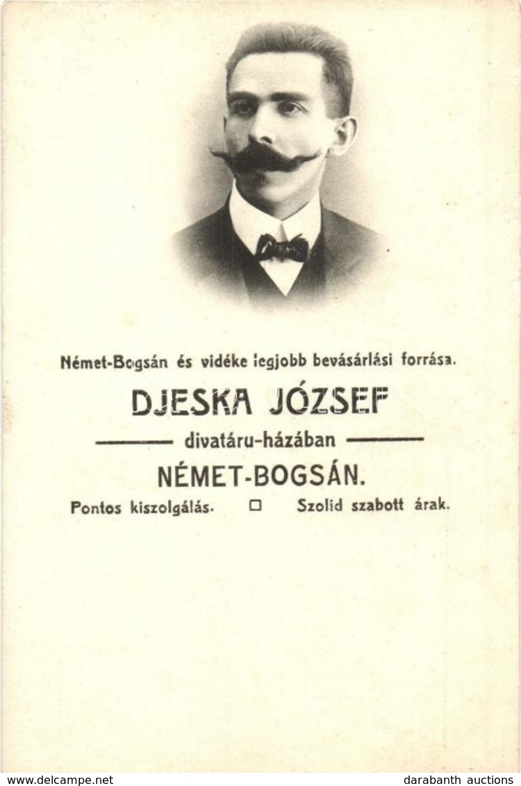 ** T2/T3 Boksánbánya, Németbogsán, Bocsa; Djeska József Divatáruházának Reklámlapja / Fashion Shop's Advertisement (kis  - Unclassified