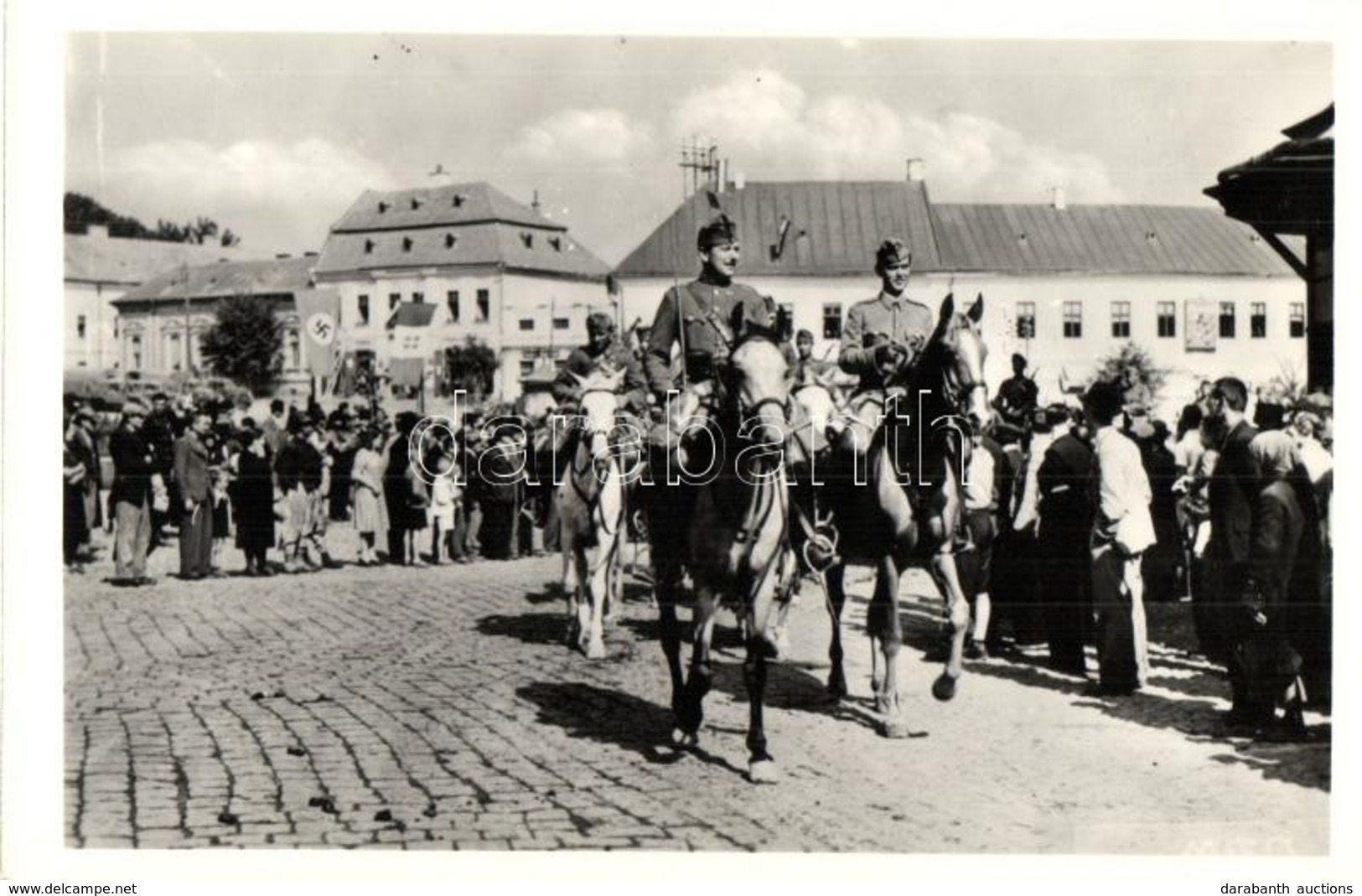 ** T1 1940 Dés, Dej; Bevonulás, Horogkeresztes Zászló / Entry Of The Hungarian Troops, Swastika On Flags - Unclassified