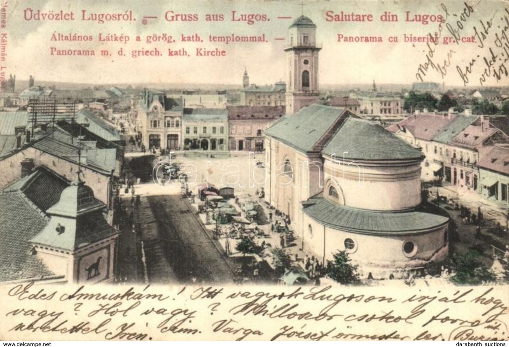 T2/T3 Lugos, Lugoj; Görög Katolikus Templom, Piac árusokkal / Church With Market Vendors  (fl) - Unclassified