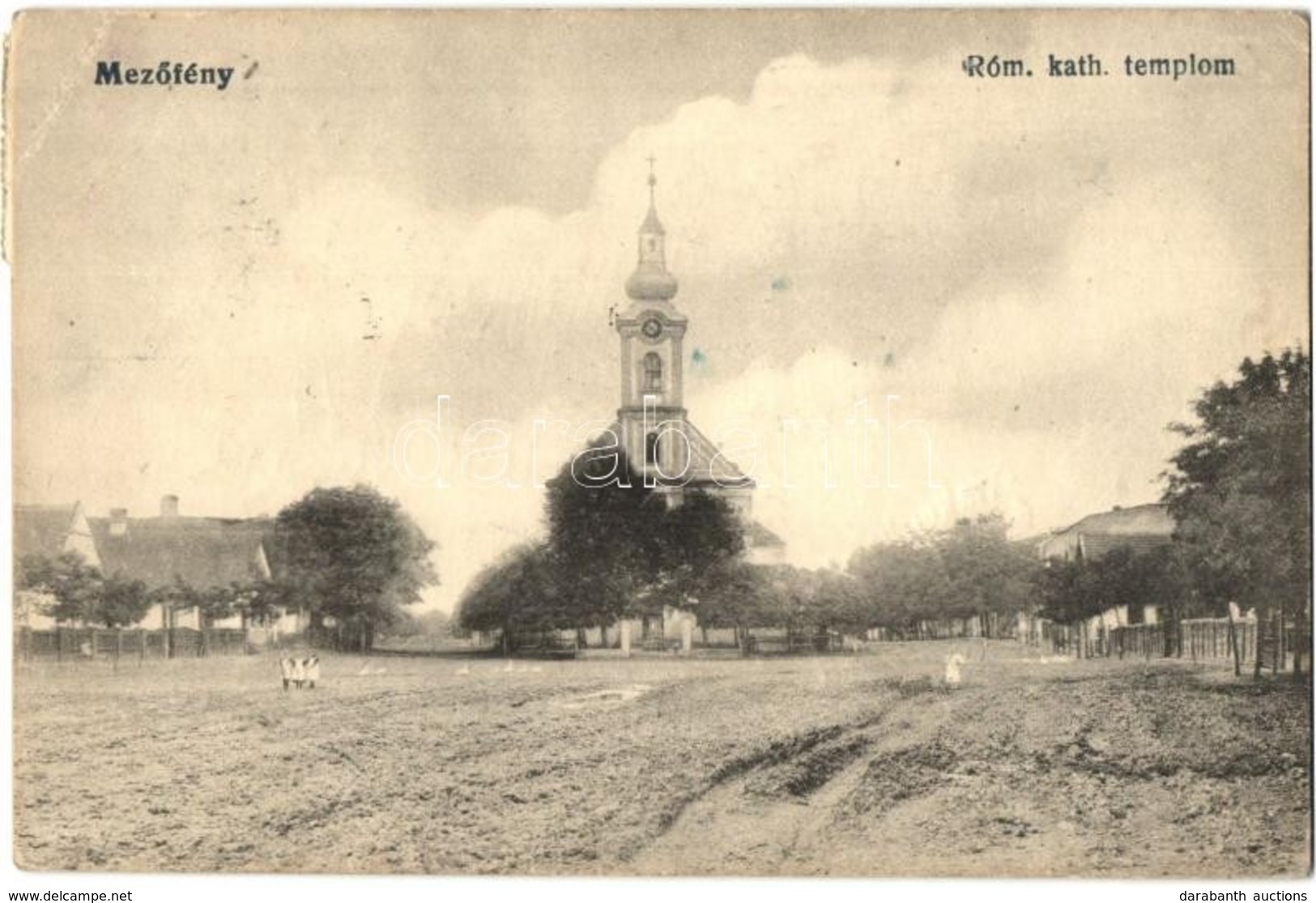 T1 Mezőfény, Fienen, Foieni; Római Katolikus Templom, Utcakép / Street View, Church (EK) - Ohne Zuordnung