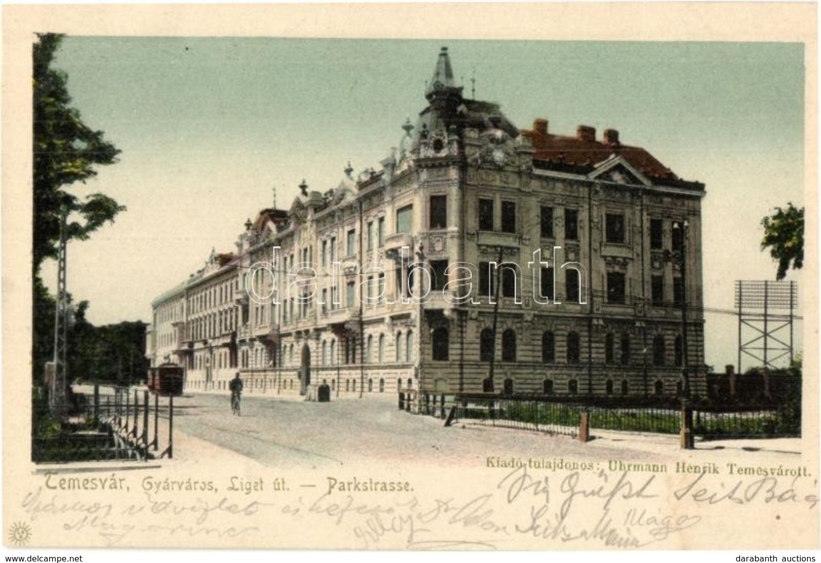 T2 1903 Temesvár, Timisoara; Gyárváros, Liget út, Villamos. Kiadja Uhrmann Henrik / Parkstrasse / Street View, Tram - Unclassified