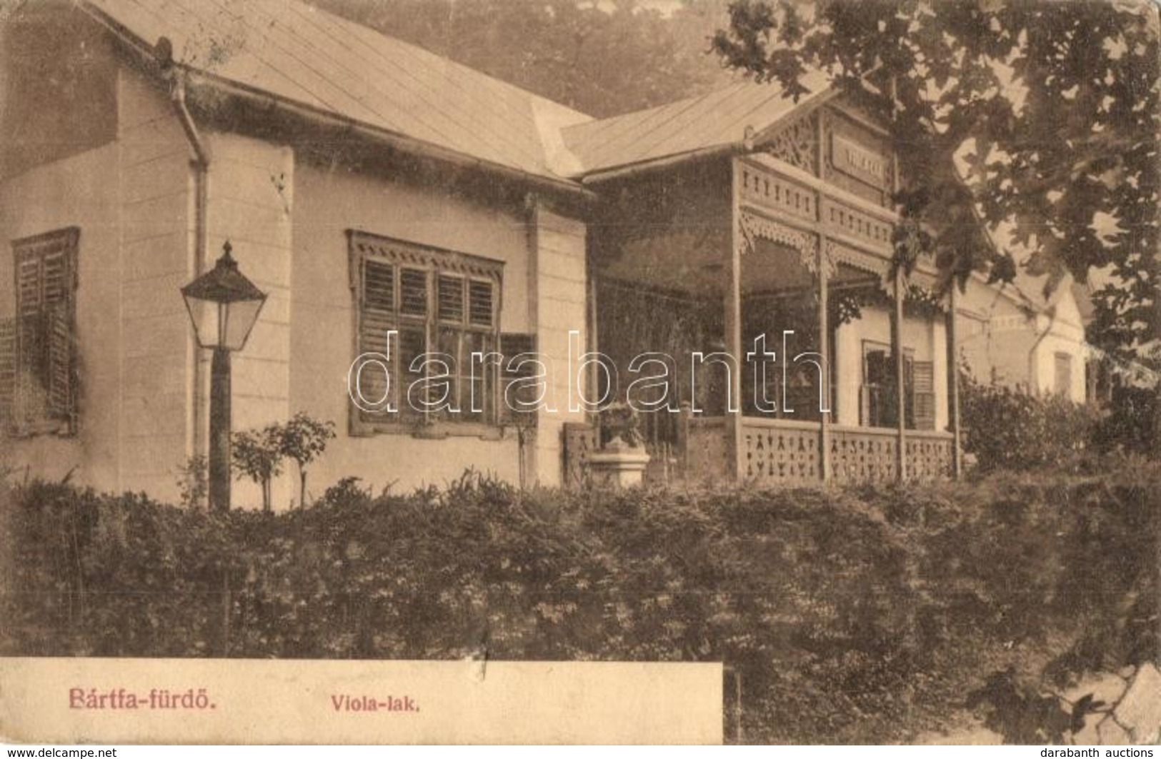 T3 Bártfa, Bártfafürdő, Bardejovské Kúpele, Bardejov; Viola Lak. Kiadja Divald Adolf 1912. / Villa (szakadás / Tear) - Ohne Zuordnung