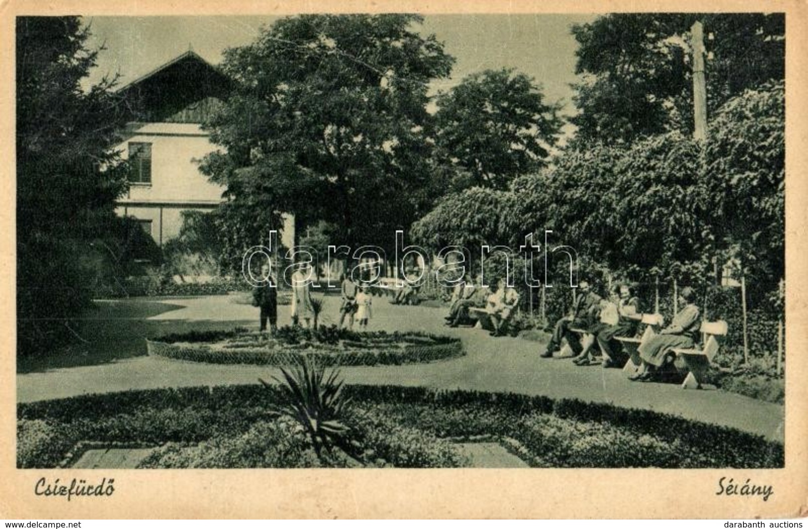 T2/T3 Csíz, Csízfürdő, Kúpele Cíz; Sétány, Nyaraló / Promenade, Park, Villa (gyűrődés / Crease) - Ohne Zuordnung