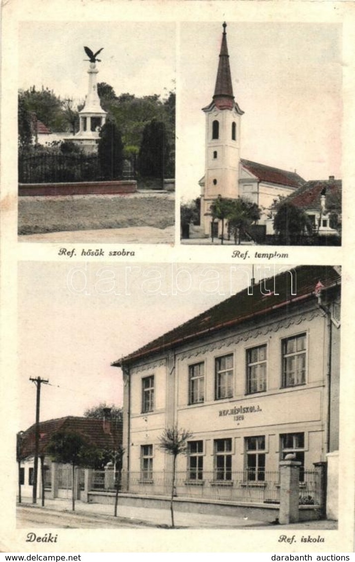 T2/T3 Deáki, Diakovce; Református Templom, Iskola és Hősök Szobra / Calvinist Church, School And Heroes Monument (EK) - Unclassified