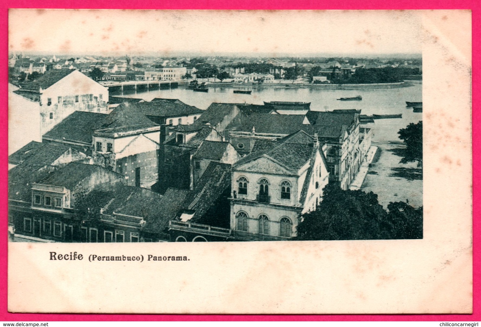 Brésil - Recife - Pernambuco - Panorama - Bateaux - Pont - Recife