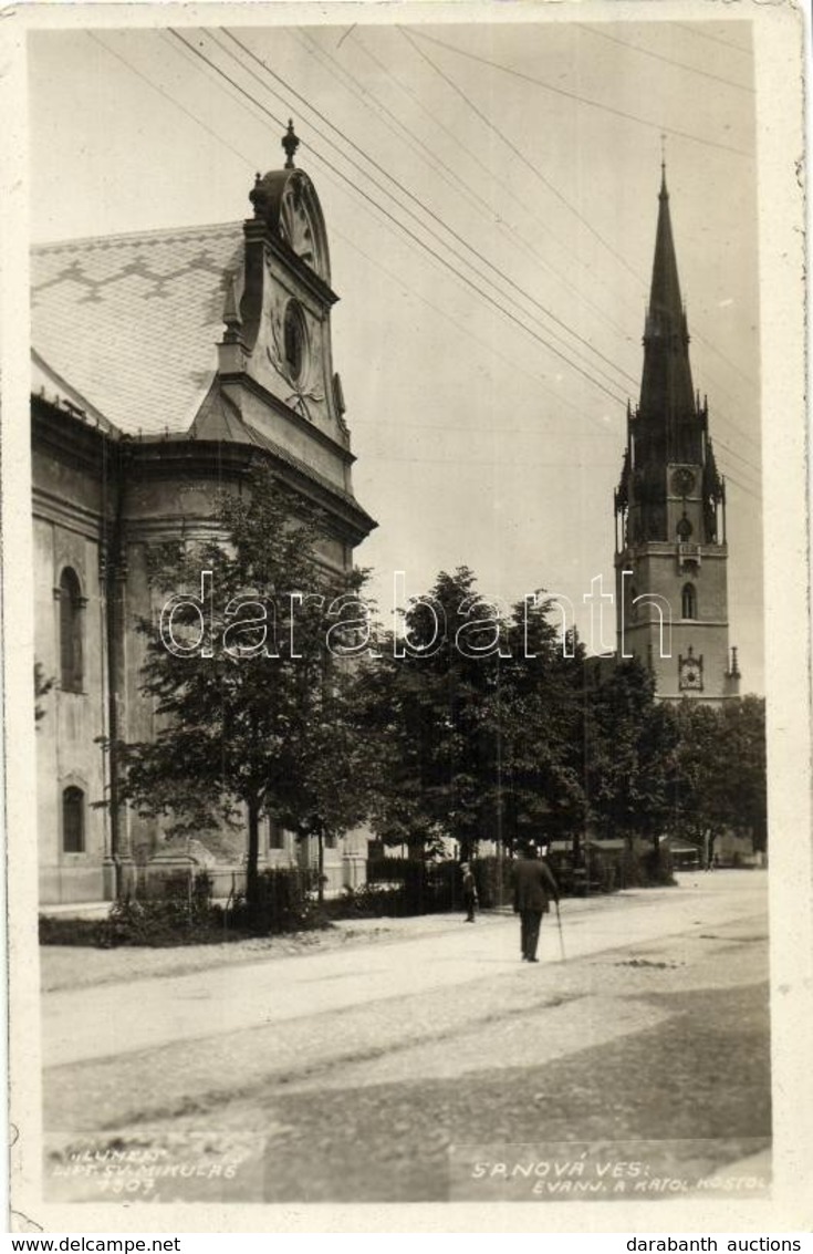 * T2 1938 Igló, Zipser Neudorf, Spisská Nová Ves; Evangélikus és Katolikus Templom / Churches. Lumen 1307. - Unclassified