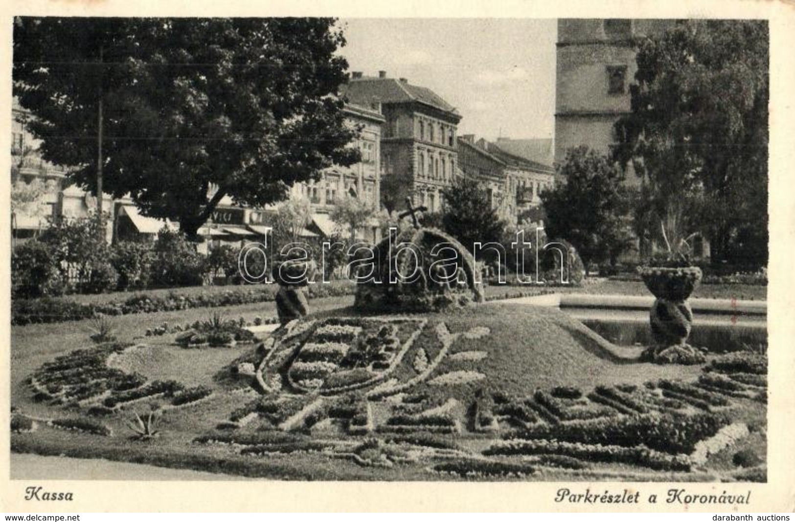 T2 Kassa, Kosice; Park, Korona Virágágyás / Park With Crown Flowerbed - Unclassified