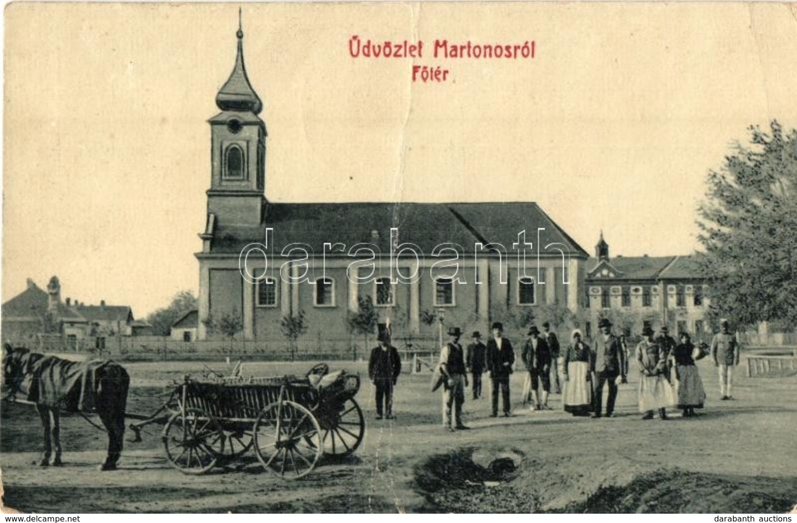 T3/T4 Martonos, Martonosch; Fő Tér, Római Katolikus Templom, Szekér. W. L. 6023. Kiadja Lengyel István / Main Square, Ca - Ohne Zuordnung