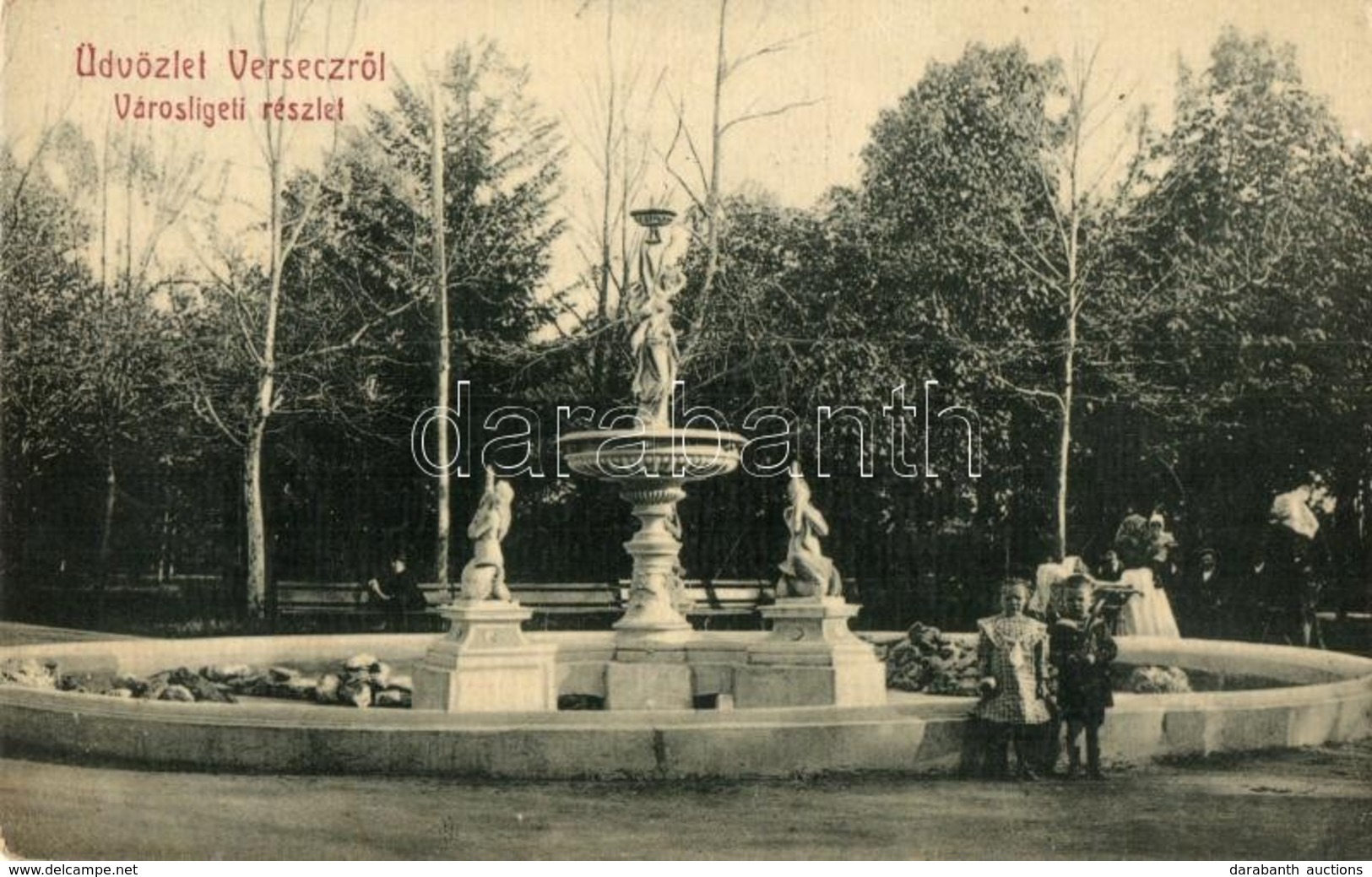 T2/T3 Versec, Werschetz, Vrsac; Városliget, Szökőkút. W.L. 114. / Park With Fountain - Ohne Zuordnung