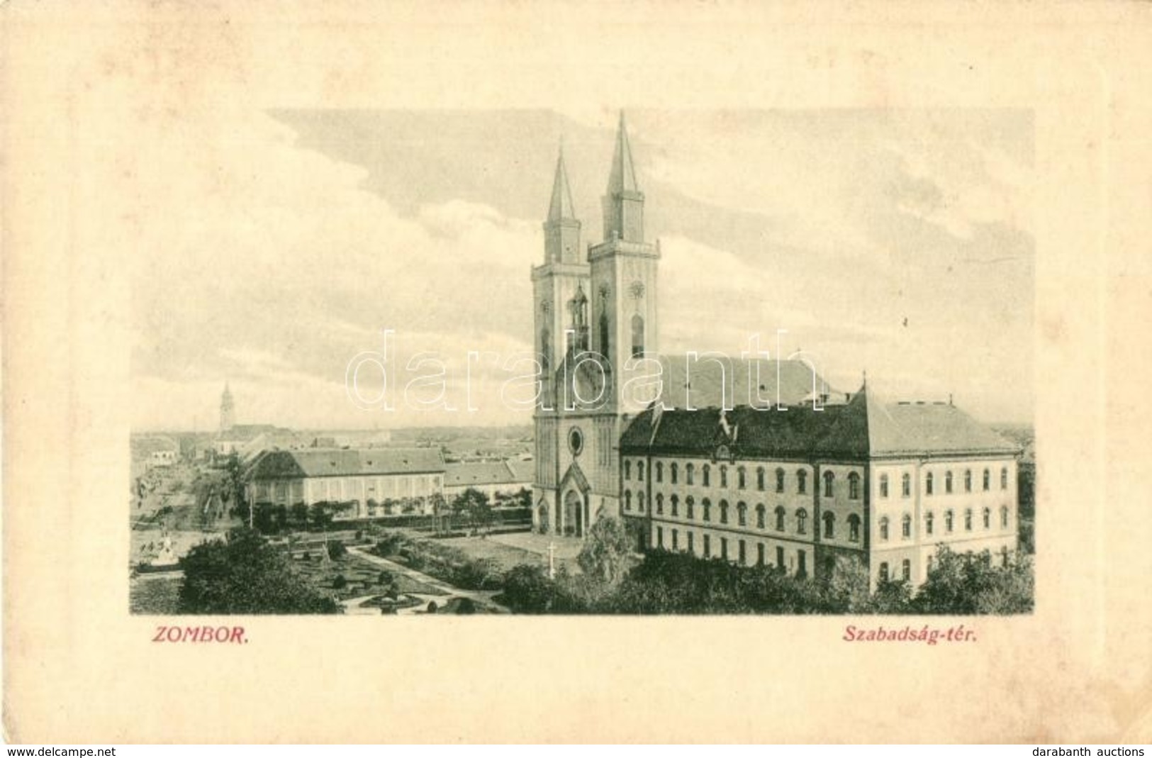 * T2/T3 1912 Zombor, Sombor; Szabadság Tér, Templom. W.L. Bp. 3733. / Square, Church (fl) - Ohne Zuordnung