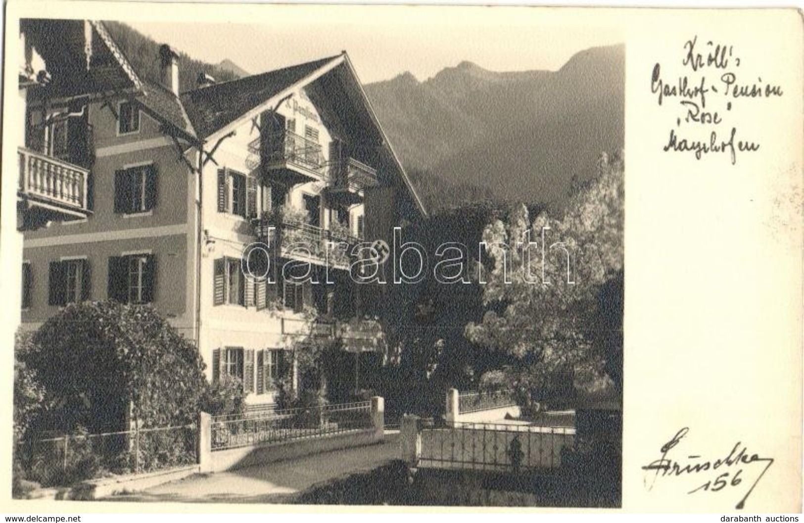 ** T2 Mayrhofen (Tirol), Kröll Gasthof Pension 'Rose' / Guest House, Hotel, Swastika Flag - Unclassified