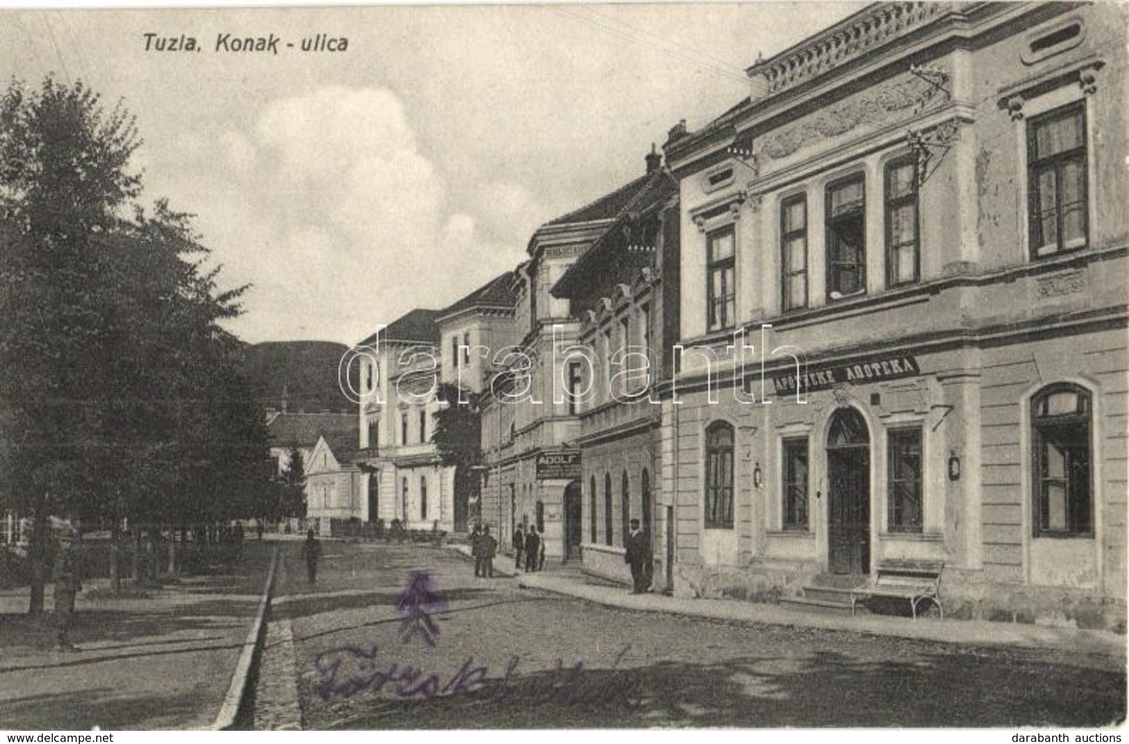 T2/T3 Tuzla, Konak Ulica, Apoteka / Apotheke / Street View, Pharmacy, Shop. S. Petrik + Zensuriert 6. Armee-Etappenkomma - Unclassified