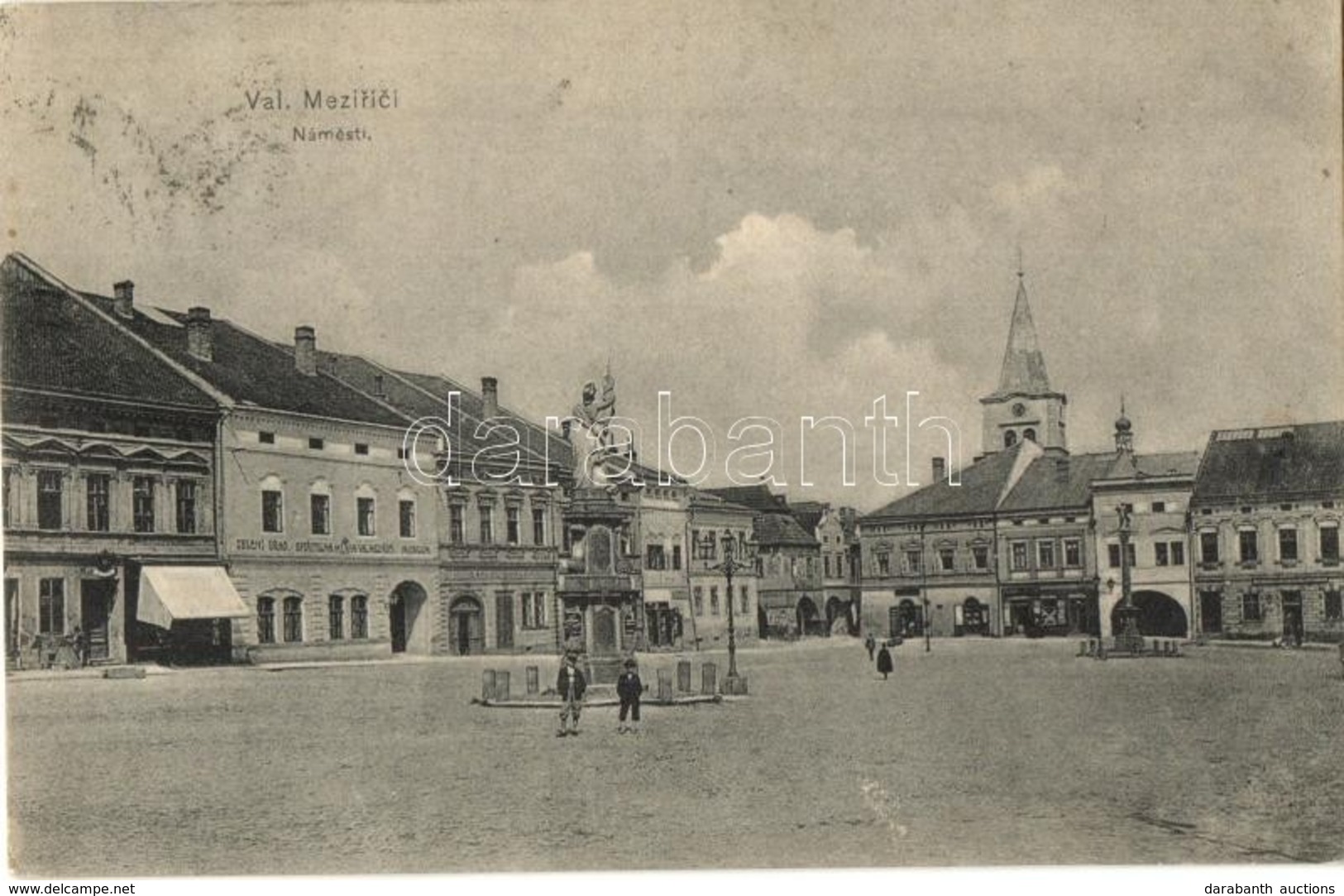 * T2/T3 Valasské Mezirící, Námesti, Obecní úrad / Square, Shop Of Samuel Berger, Town Hall  (Rb) - Ohne Zuordnung