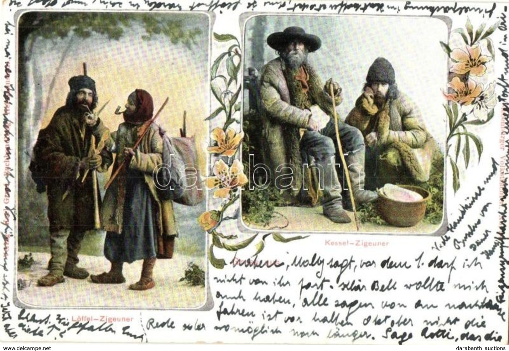 * T2 1906 Löffel-Zigeuner, Kessel-Zigeuner. Verlag Karl Graef / Gypsy Folklore, Art Nouveau - Ohne Zuordnung