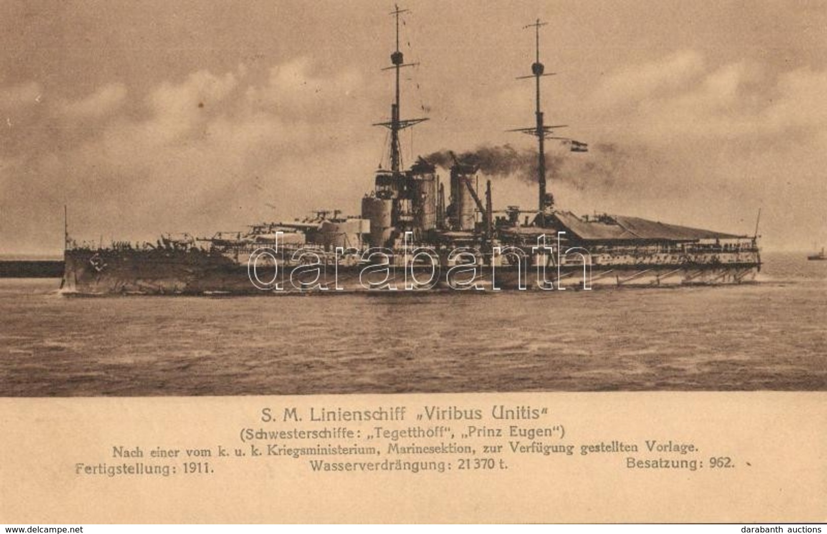 T2 SMS Viribus Unitis Az Osztrák-Magyar Haditengerészet Tegetthoff-osztályú Csatahajója / WWI Austro-Hungarian Navy K.u. - Ohne Zuordnung