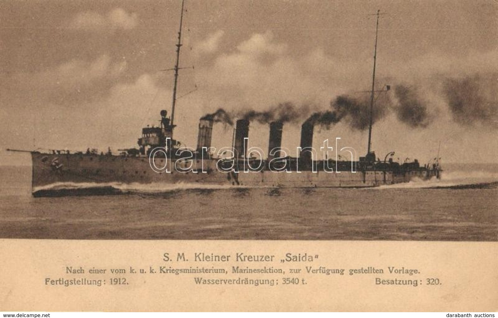 T1/T2 SMS Saida, K.u.K. Haditengerészet Helgoland-osztályú Gyorscirkálója / K.u.K. Kriegsmarine, SM Kleiner Kreuzer Said - Unclassified