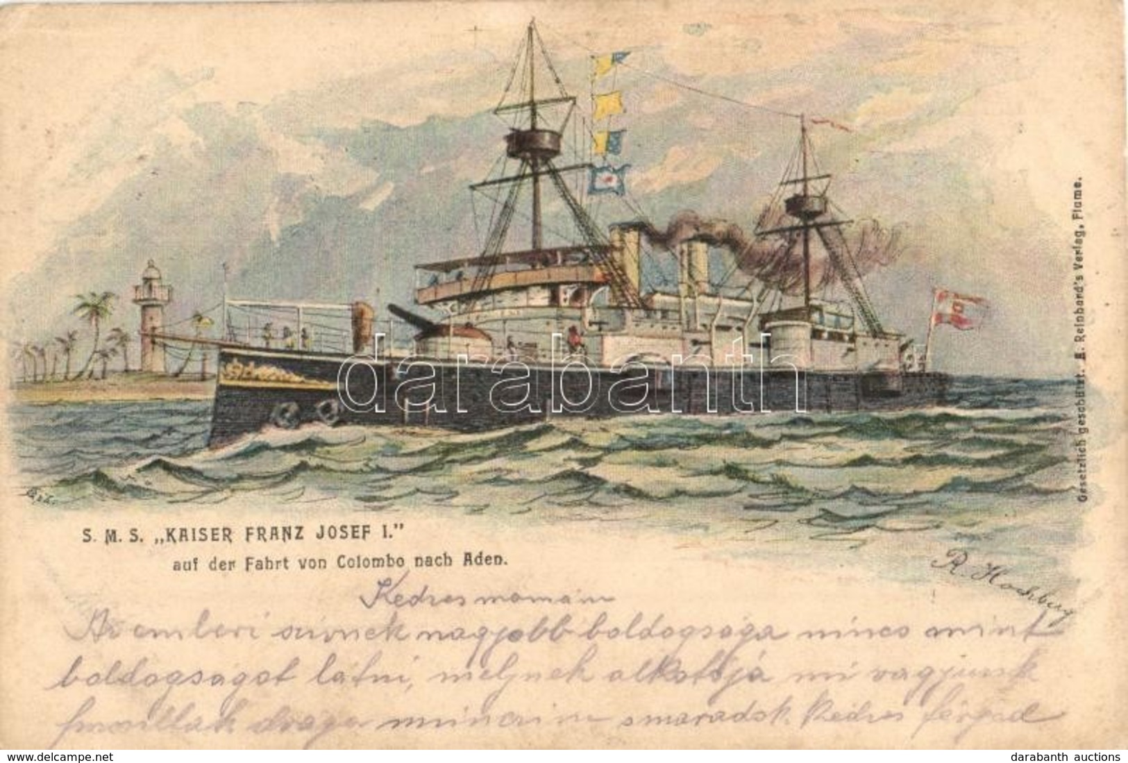 T2/T3 1904 SMS Kaiser Franz Josef I. Auf Der Fahrt Von Colombo Nach Aden. K.u.K. Kriegsmarine Art Postcard. A. Reinhard' - Ohne Zuordnung