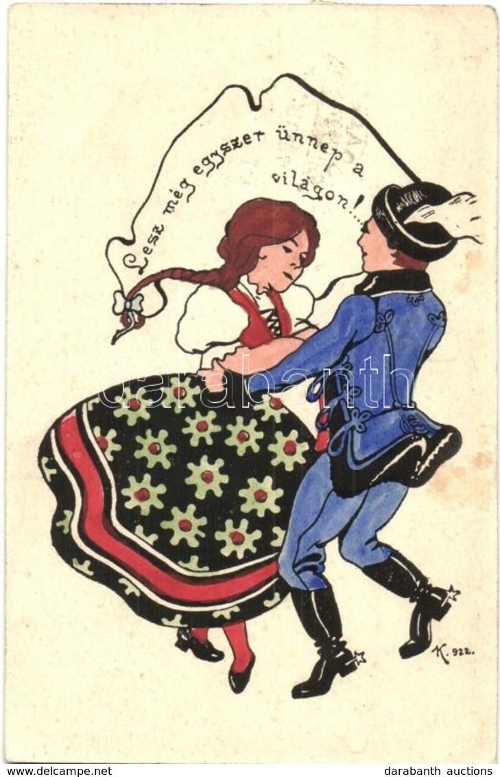 T2/T3 Lesz Még Egyszer ünnep A Világon!... / Hungarian Irredenta Art Postcard, Dancing Couple, Folklore (EK) - Ohne Zuordnung
