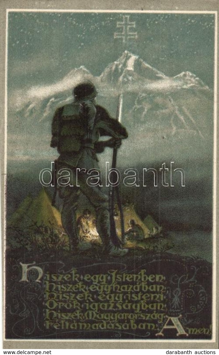 ** T2/T3 Hiszekegy. Kiadja A M. Kir. áll. Térképészet / Hungarian Irredenta Propaganda Art Postcard (EK) - Ohne Zuordnung