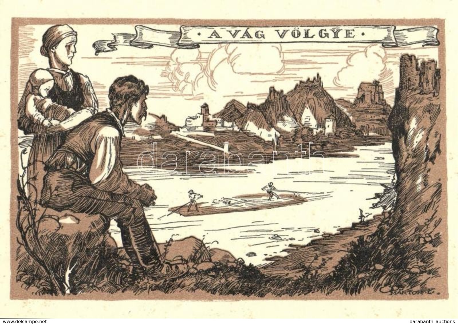 ** T1 A Vág Völgye, Vize Fája, Magyar Vágya. Kiadja A Magyar Nemzeti Szövetség / Hungarian Irredenta Art Postcard; Povaz - Ohne Zuordnung