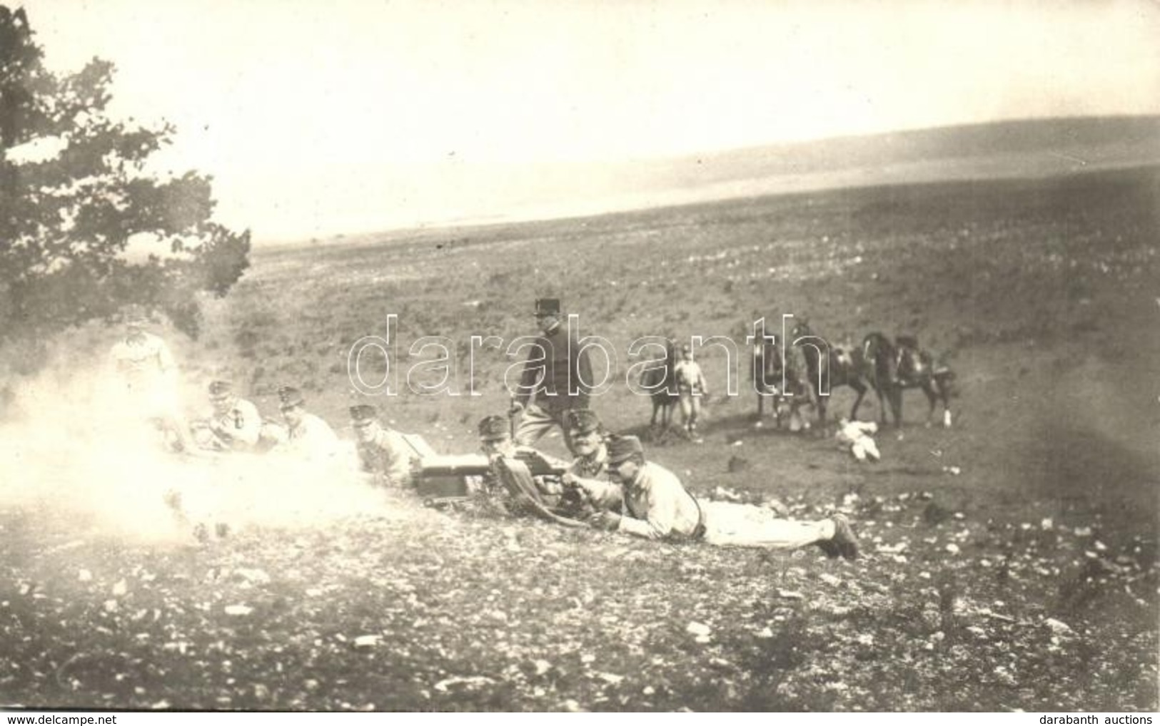 ** T2 Első Világháborús Osztrák-magyar Géppuskás Egység A Magaslaton / WWI K.u.K. Military, Machine Gun Unit. Photo - Unclassified