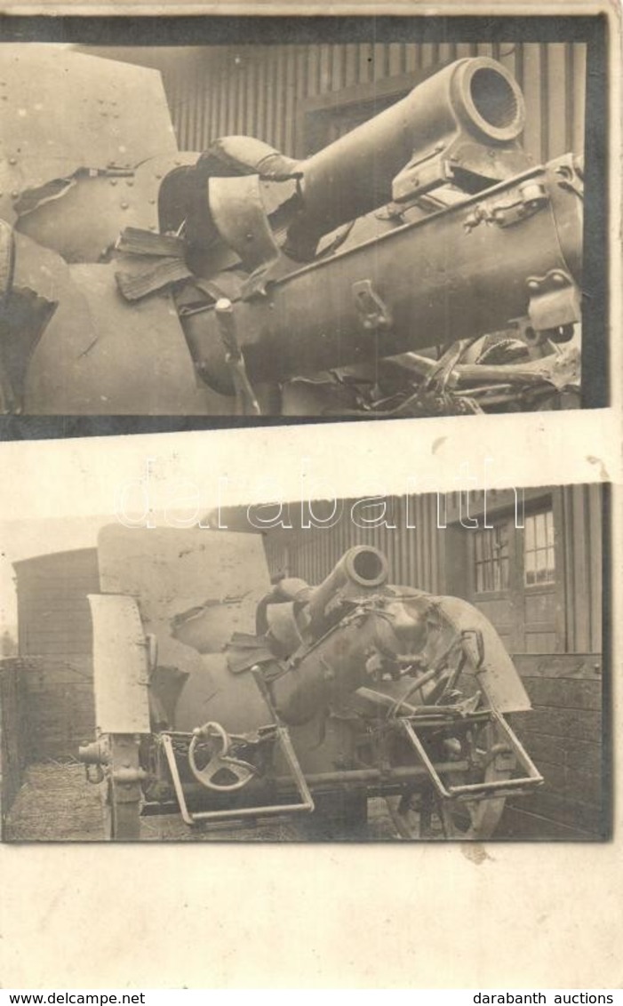 T2/T3 1917 Megsemmisült Osztrák-magyar ágyú / WWI Austro-Hungarian K.u.K. Military, Destroyed Cannon. Photo + K.u.K. Kor - Unclassified
