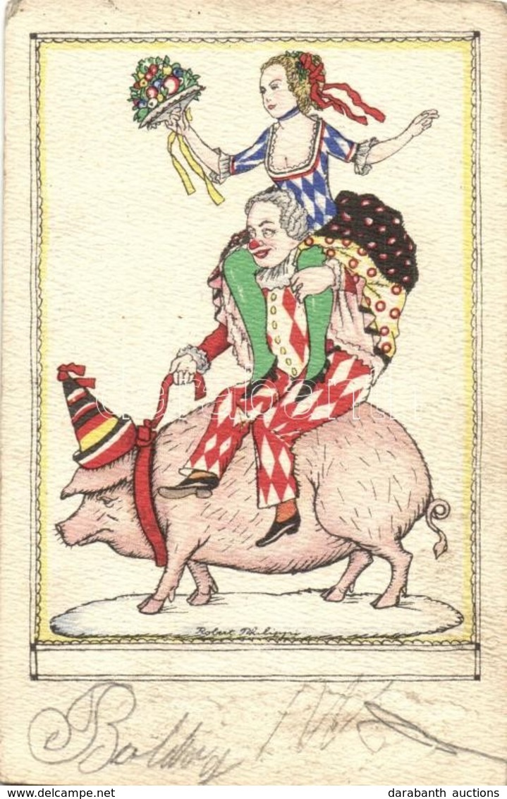 * T2/T3 Clown Couple On Pig. B.K.W.I. 3095-2. S: Robert Philippi (EK) - Ohne Zuordnung