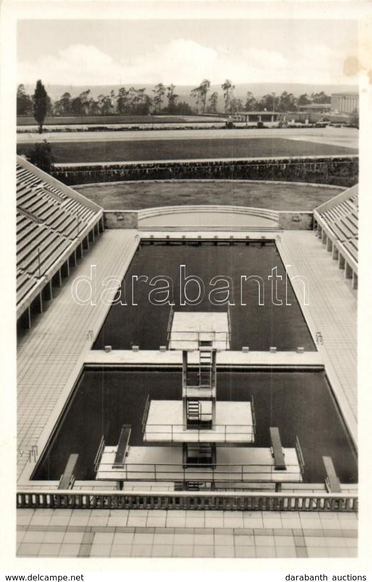 * T1/T2 1936 Berlin, Amtliche Olympia, Reichssportfeld, Blick Von Der Deutschen Kampfbahn Auf Das Schwimmstadion / Olymp - Unclassified