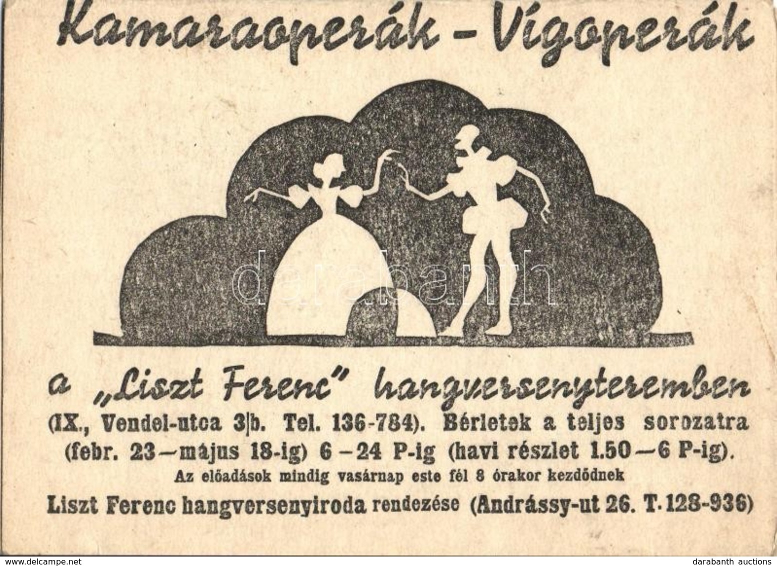 * T2/T3 Liszt Ferenc Hangversenyiroda Kamaraopera Sorozata. Kamaraoperák-Vígoperák. Három-részes Kihajtható Lap Az Előad - Ohne Zuordnung