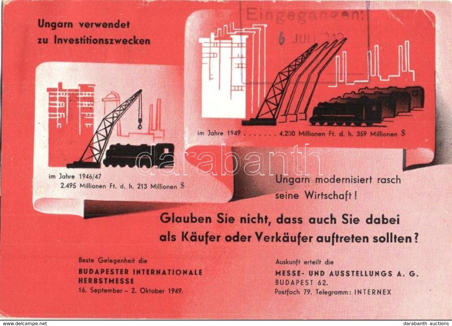 T2/T3 1949 Budapesti Őszi Vásár Német Nyelvű Reklámlapja / Die Budapester Internationale Herbstmesse. Ungarn Verwendet Z - Ohne Zuordnung