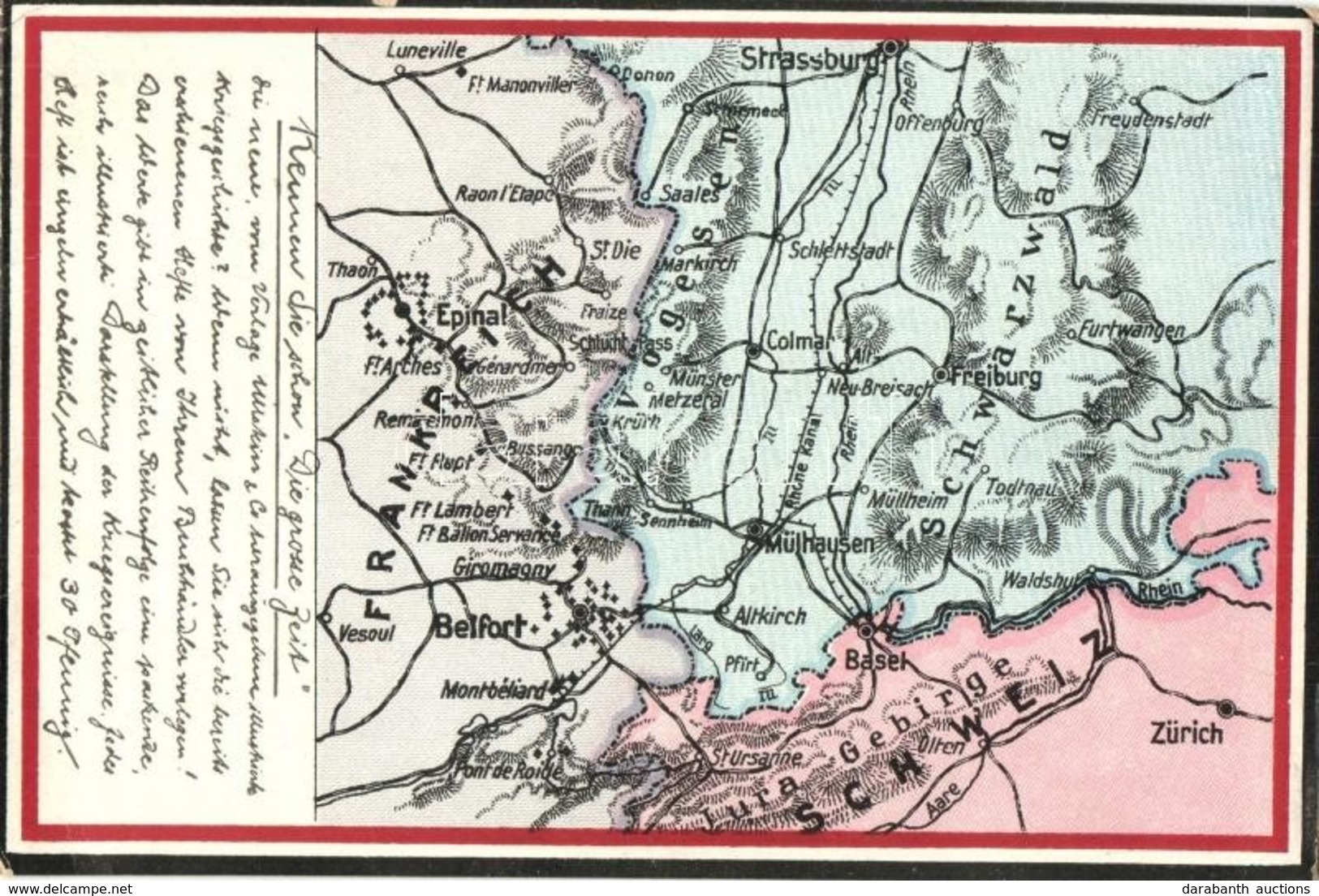 * T2/T3 Map Of The WWI French-German-Swiss Borders, B. Z. Kriegskarte (EB) - Ohne Zuordnung