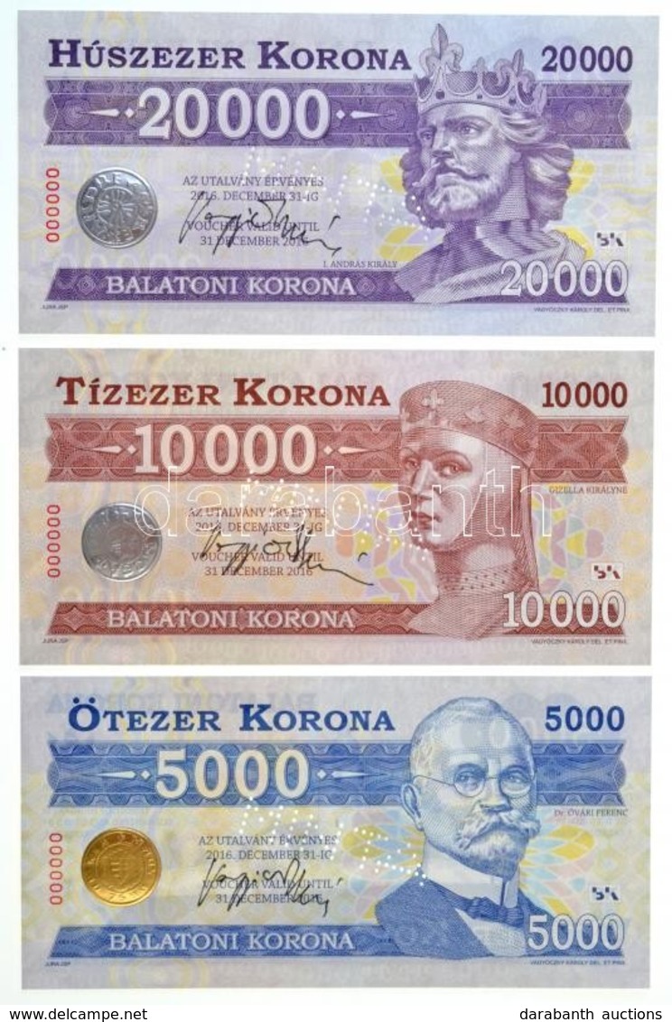 2012. 500K 'Balatoni Korona' Helyi Pénz, '000000' Sorszámmal + 2012. 1000K 'Balatoni Korona' Helyi Pénz, '000000' Sorszá - Unclassified