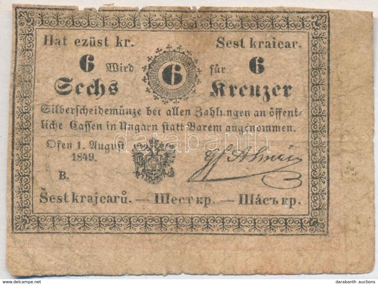 1849. 6kr 'Almásy' T:III- Kis Ly.
Hungary 1849. 6 Kreuzer 'Almásy' C:VG Small Hole
Adamo G100 - Sin Clasificación