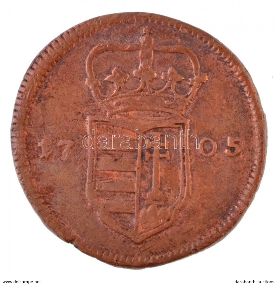 1705. XX Poltura Cu 'II. Rákóczi Ferenc' (17g) T:2- Ph.   Hungary 1705. XX Poltura 'Francis II Rákóczi' (17g) C:VF Edge  - Unclassified