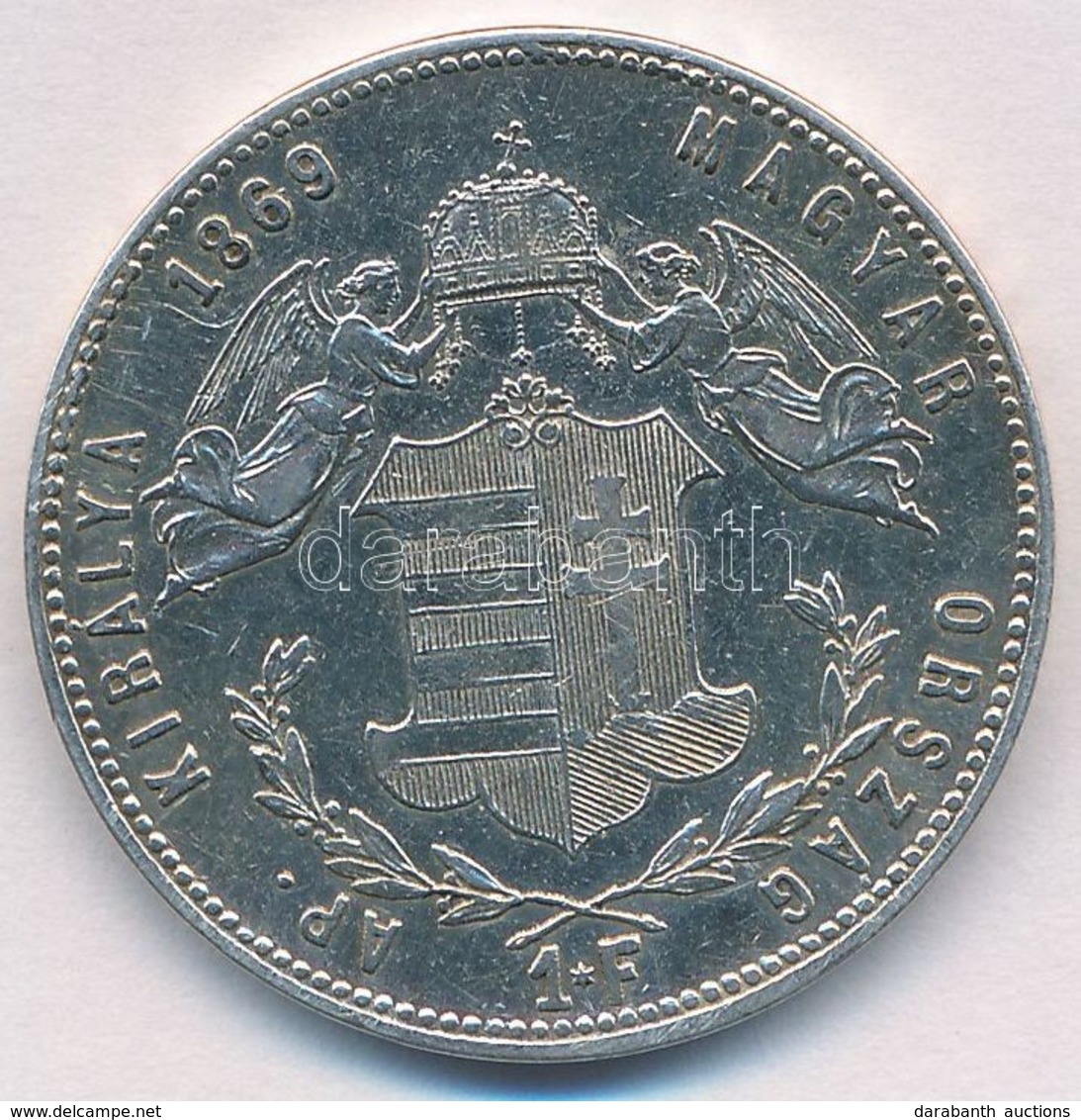 1869KB 1Ft Ag 'Ferenc József / Angyalos Címer' Körmöcbánya T:1-,2 Kis Ph. 
Hungary 1869KB 1 Forint Ag 'Franz Joseph' Kre - Unclassified