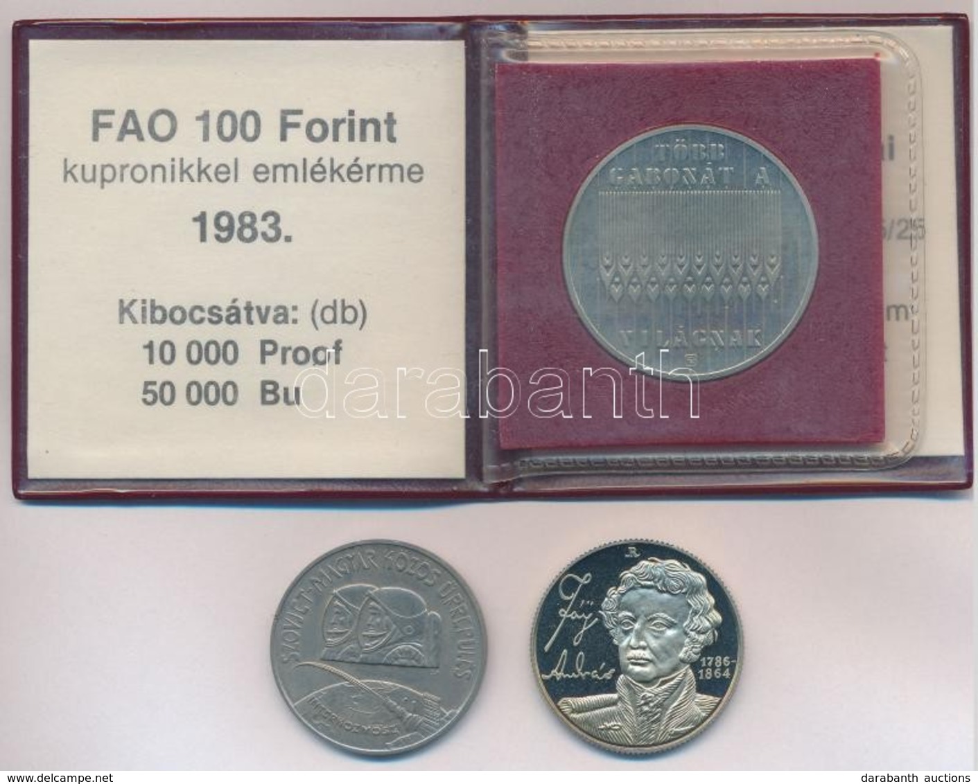 1980. 100Ft Ni 'Szovjet-magyar Közös űrrepülés' + 1983. 100ft Cu-Ni 'FAO-SOROZAT II. - Több Gabonát A Világnak' Tokban,  - Unclassified