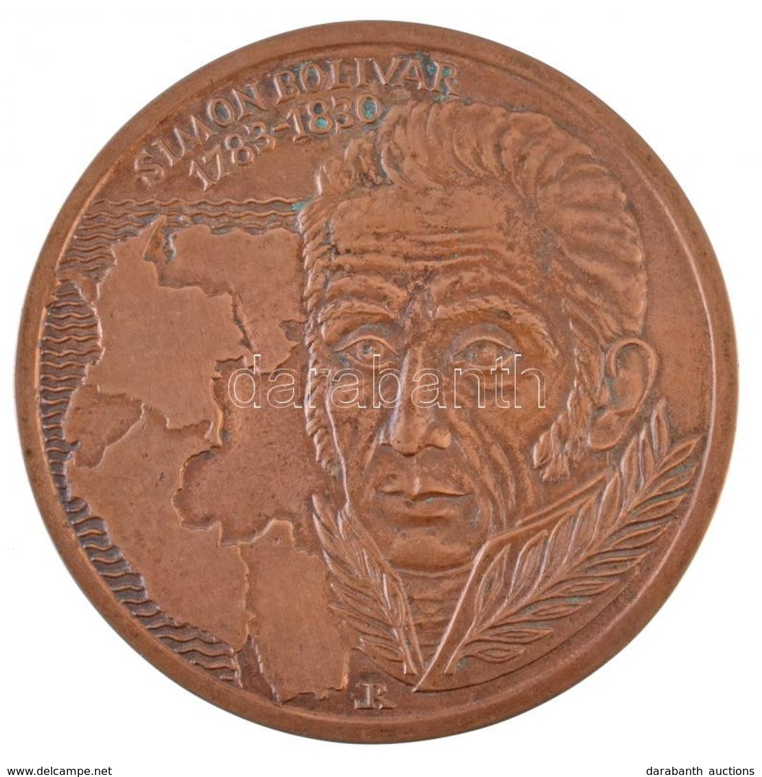 Rajki László (1939- ) 1983. 'Simon Bolivar 1789-1830' Br Hátlapi Nagyminta (538g/142mm) T:1 Kis Patina / Hungary 1983. ' - Ohne Zuordnung