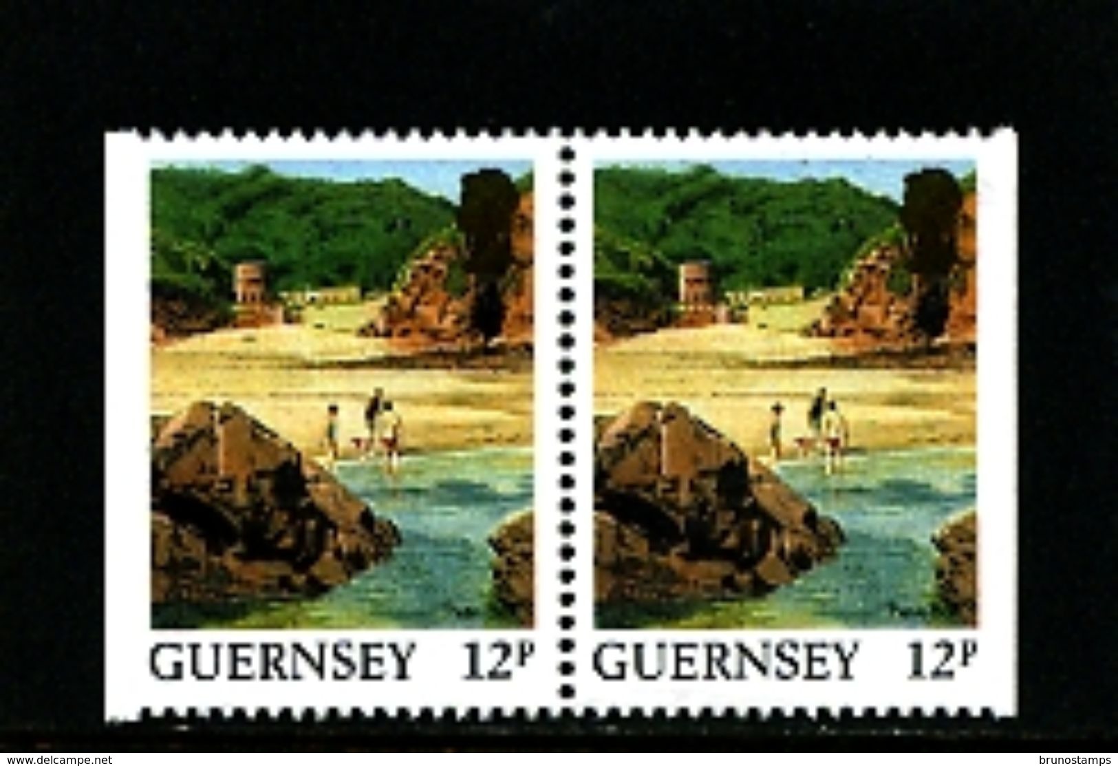 GUERNSEY - 1988  VIEWS  12p  PAIR  EX BOOKLET  IMPERF  SIDES  MINT NH - Guernsey