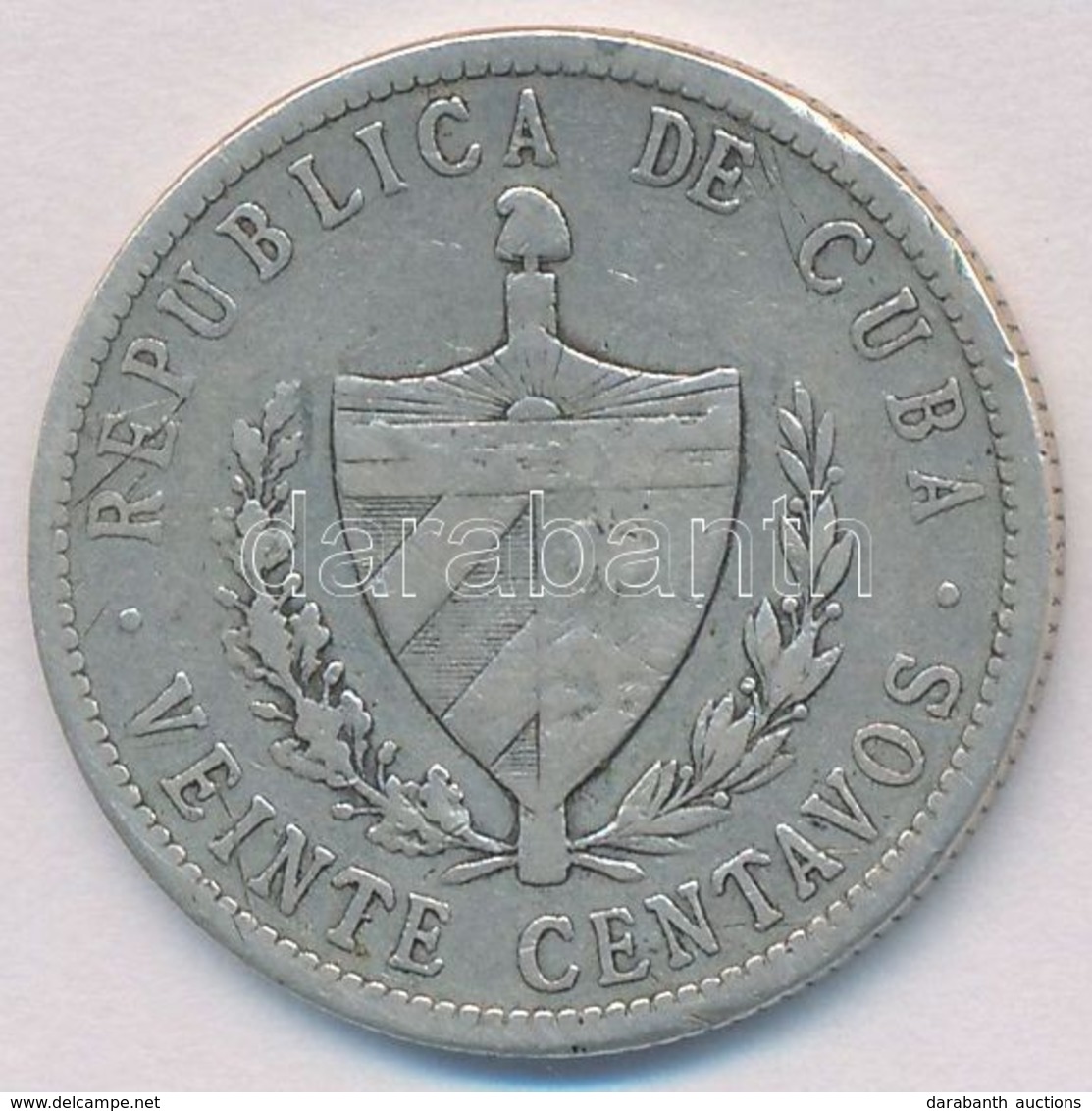 Kuba 1932. 20c Ag T:2
Cuba 1932. 20 Centavos Ag C:XF
Krause KM#13.2 - Unclassified
