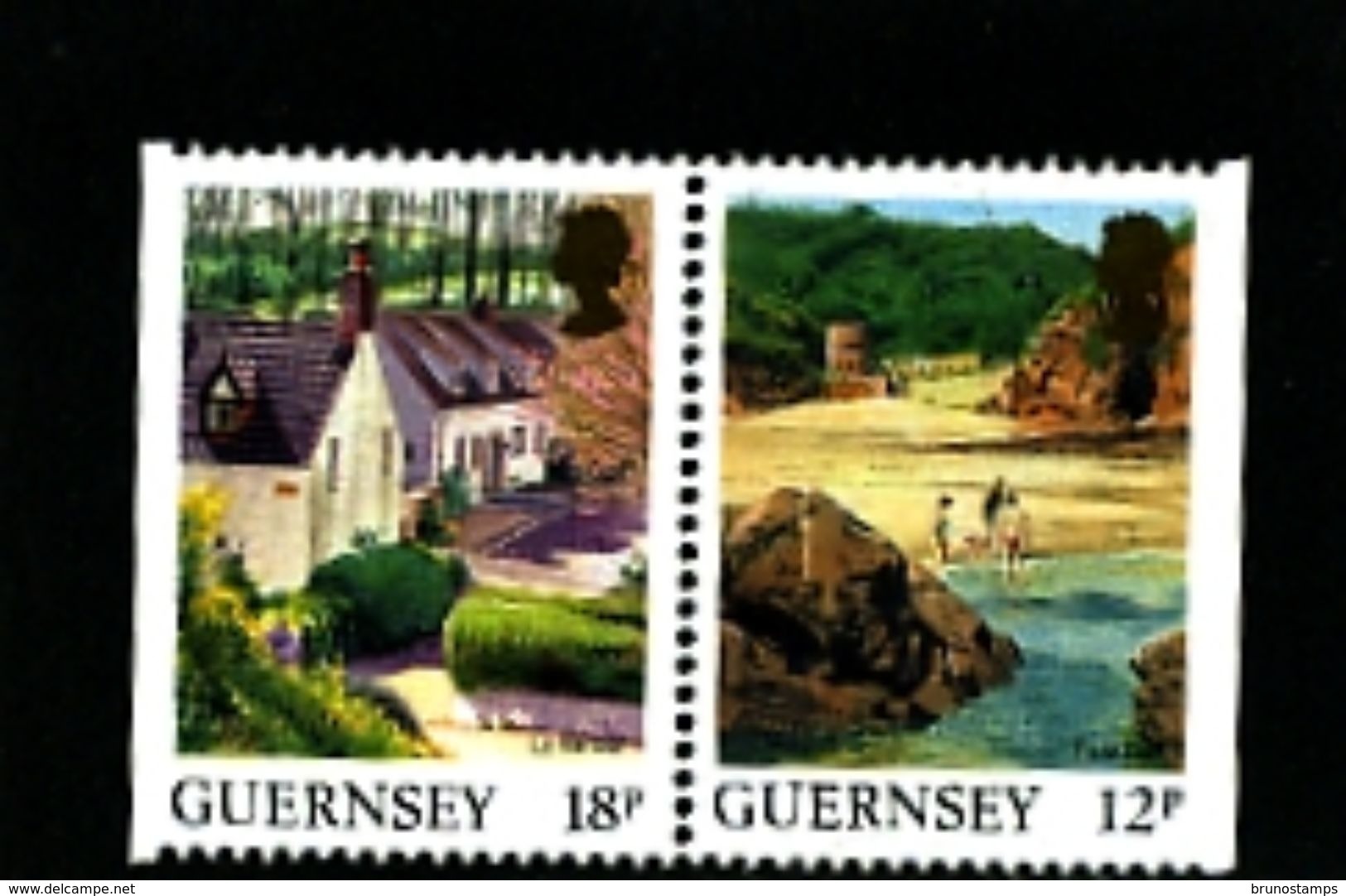 GUERNSEY - 1989  VIEWS  12p +18p  PAIR  EX BOOKLET  IMPERF  SIDES  MINT NH - Guernesey