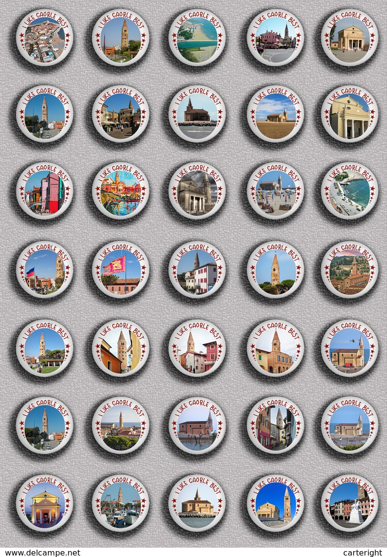 35 X Caorle Italy Tour PIN's (1inch/25mm Diameter) SET 2 - Città