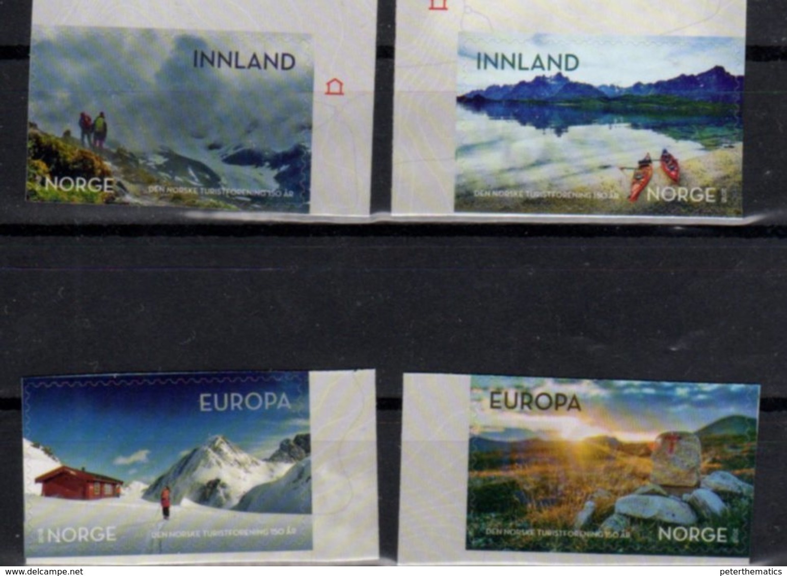 NORWAY, 2018, MNH,NORWEGIAN TREKKING ASSOCIATION, MOUNTAINS, CANOES, LANDSCAPES,4v SELF-ADHESIVE - Other & Unclassified