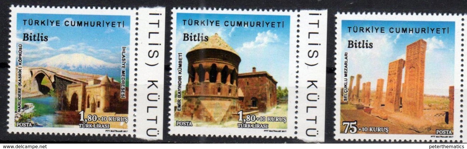 TURKEY, 2017, MNH, CULTURAL PROPERTIES, BITLI, MOUNTAINS, BRIDGES, BOATS, 3v - Geografía