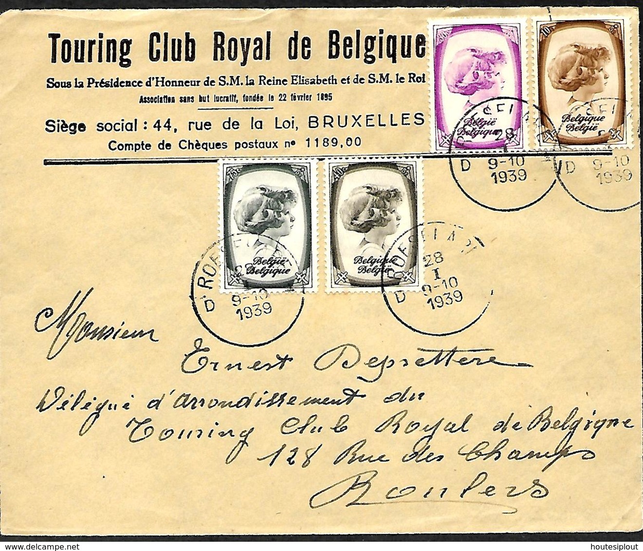 Belgique TP 488 > 495 (série Complète) Sur 2 Devants De Lettre  Roeselare > Roeselare  1939 - Cartas & Documentos