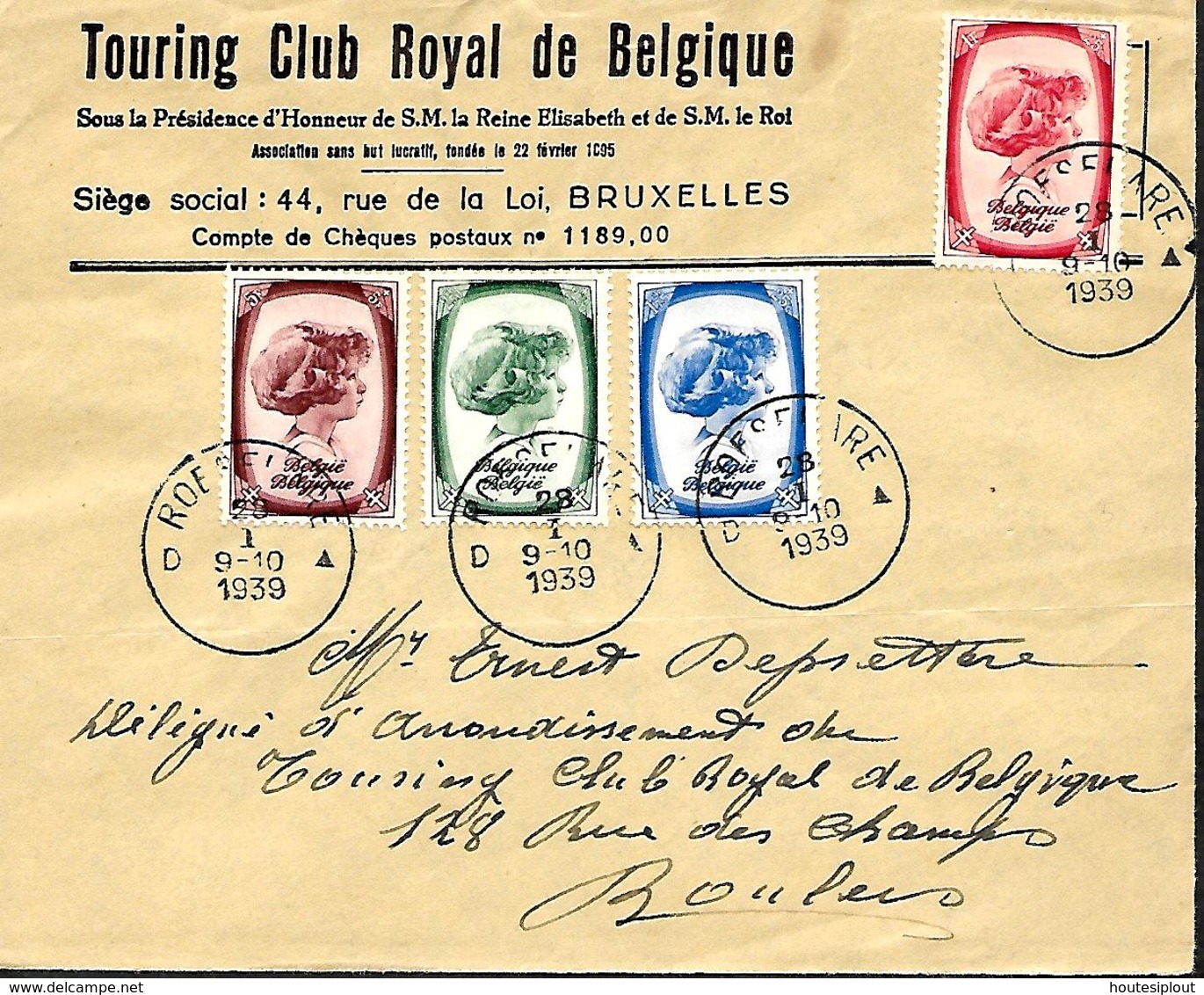 Belgique TP 488 > 495 (série Complète) Sur 2 Devants De Lettre  Roeselare > Roeselare  1939 - Cartas & Documentos