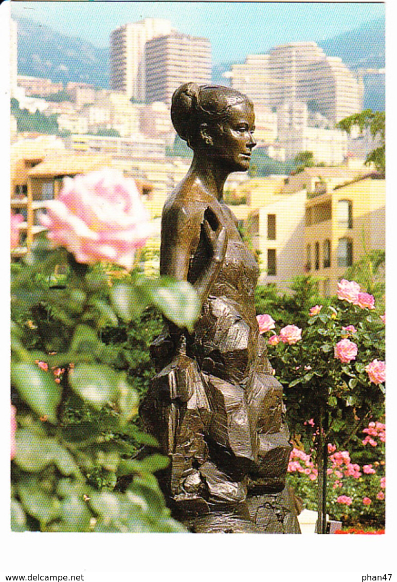 Principauté De MONACO, Statue De S.A.S. La Princesse Grace Par Kees Verkade, Roseraie, Ed. La Cigogne 1980 Environ - Fontvieille