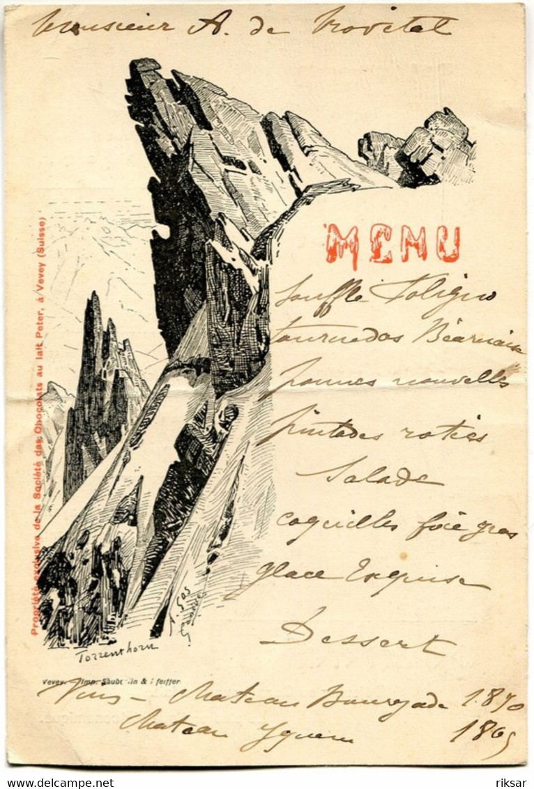 VEVEY(MENUS) 1907 - Menus