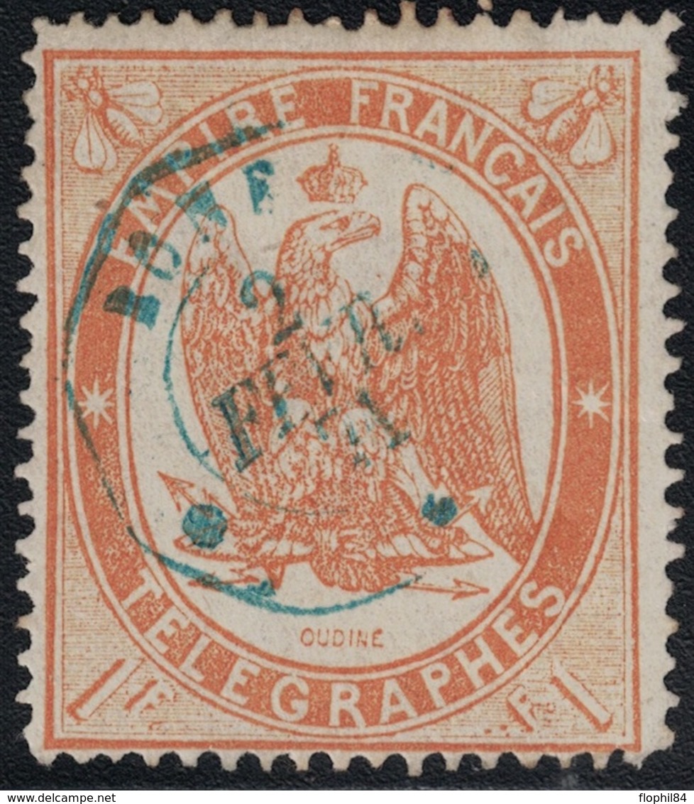 TIMBRE-TELEGRAMME - N°7 - 1F ORANGE - OBLITERATION - BONE - ALGERIE. - Telegramas Y Teléfonos