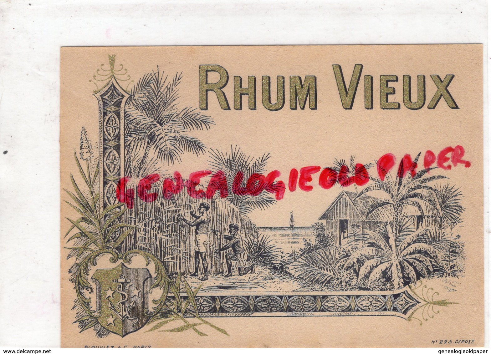 ETIQUETTE RHUM VIEUX - IMPRIMERIE PLOUVIEZ PARIS - Rum